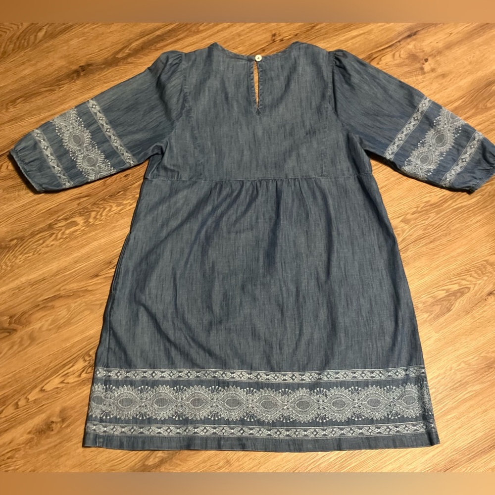 J. Jill Blue Embroidered V-Neck Midi Dress - Picture 4 of 11